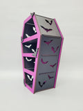 Purple Bat Coffin Display