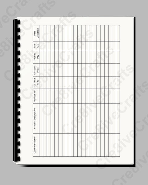 #1320 - Customer Order Book Design 3 - A4