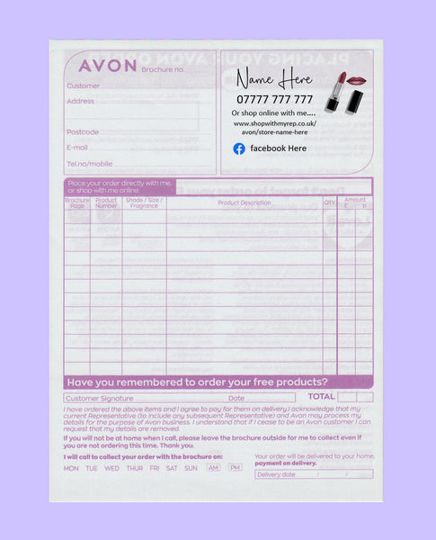 #1574 - Avon Order Form - Downloadable File - Print at home
