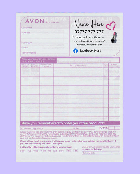 #1575 - Avon Order Form - Downloadable File - Print at home