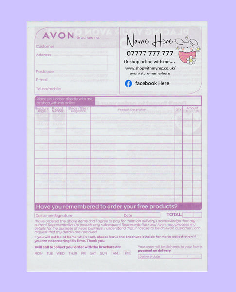 #1577 - Avon Order Form - Downloadable File - Print at home