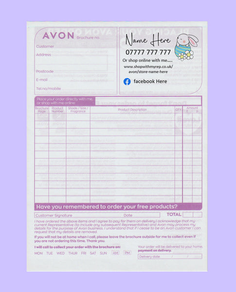 #1578 - Avon Order Form - Downloadable File - Print at home