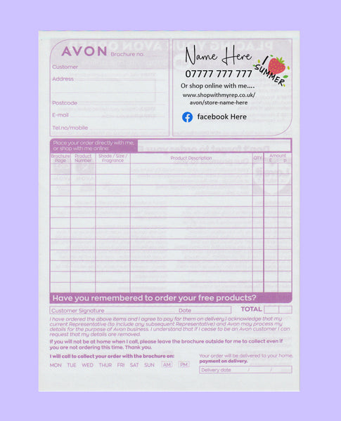 #1579 - Avon Order Form - Downloadable File - Print at home