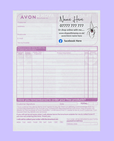 #1580 - Avon Order Form - Downloadable File - Print at home