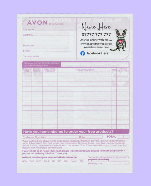 #1581 - Avon Order Form - Downloadable File - Print at home