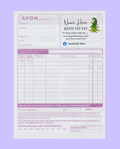 #1585 - Avon Order Form - Downloadable File - Print at home