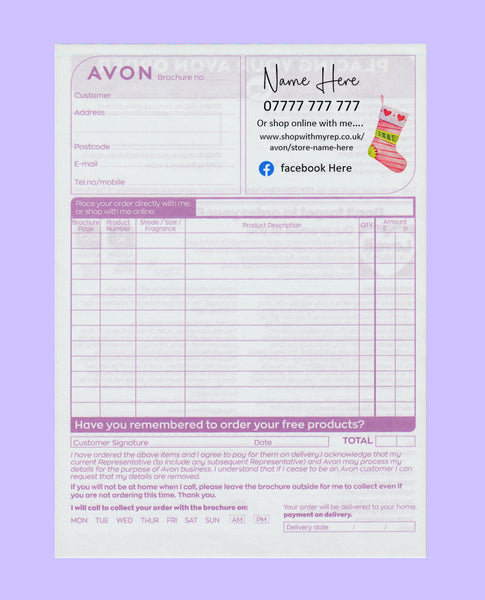 #1586 - Avon Order Form - Downloadable File - Print at home