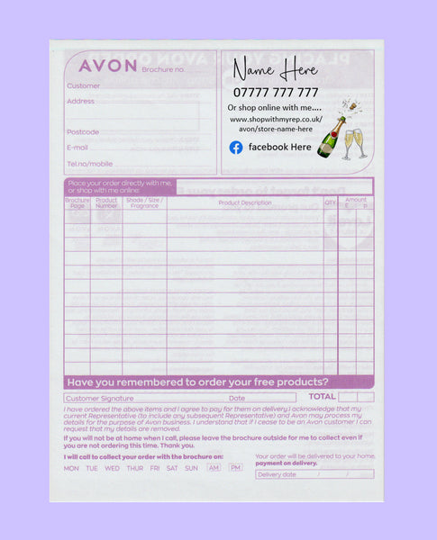 #1587 - Avon Order Form - Downloadable File - Print at home