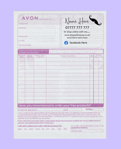 #1588 - Avon Order Form - Downloadable File - Print at home