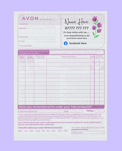 #1589 - Avon Order Form - Downloadable File - Print at home