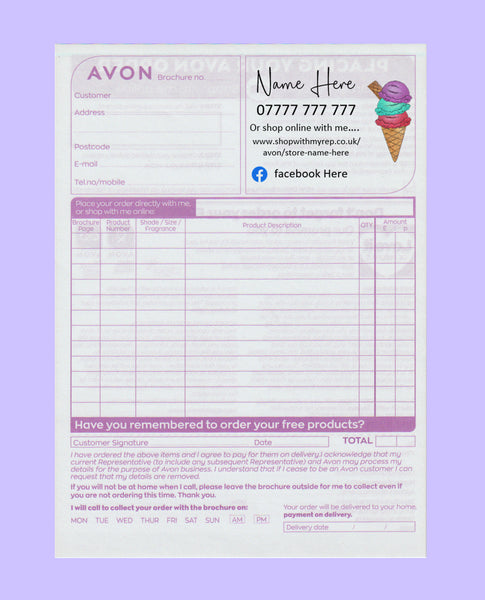 #1590 - Avon Order Form - Downloadable File - Print at home