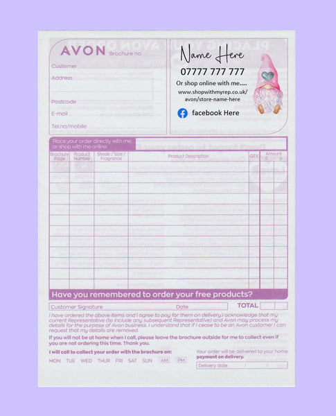 #1591- Avon Order Form - Downloadable File - Print at home