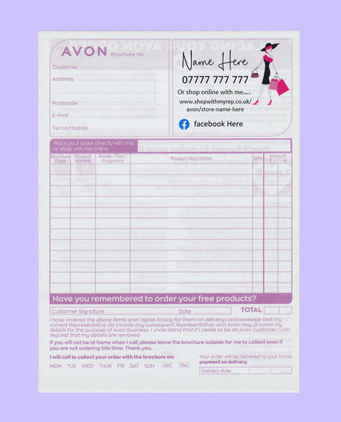#1592- Avon Order Form - Downloadable File - Print at home