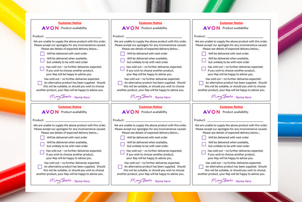 #1598 - A4 Availability slips x 6 per sheet - Digital File - Print at home - PDF