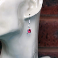#8005 - Droplet Earrings - Dark Pink Crystal