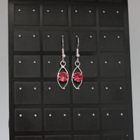 #8005 - Droplet Earrings - Dark Pink Crystal